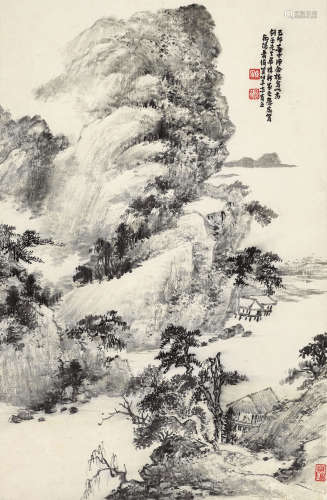 萧俊贤（1865～1949） 溪山晚读 立轴 水墨纸本