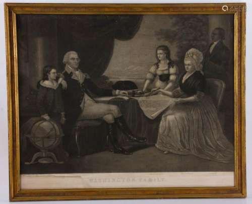 19th C. Print of Washington Family