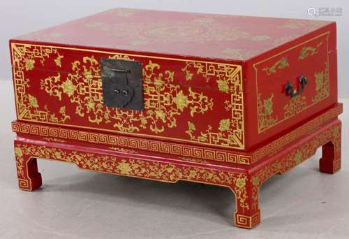 Chinese Lacquered Chest On Stand