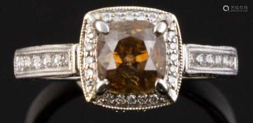 18k White Gold Cognac Diamond Ring