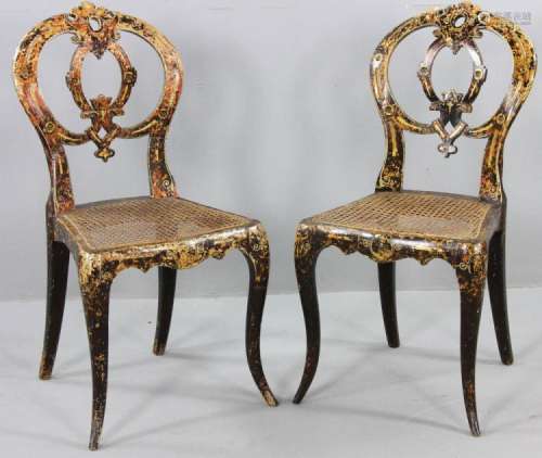 Pair of 19thC. English Faux-Decorated Chairs