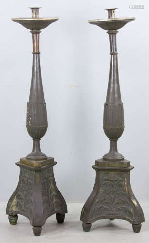 Pair of Large 19th C. English Copper Candlesticks
