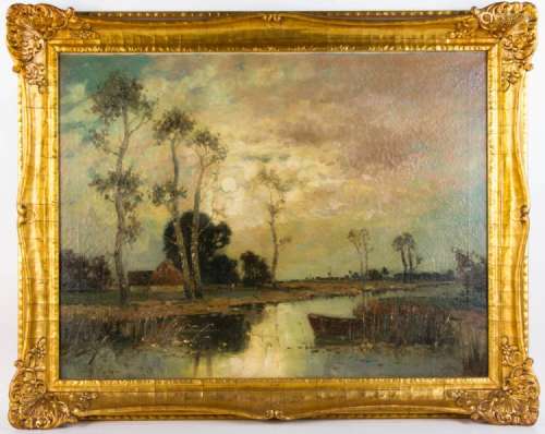 19th C. Impressionist Landscape, Oil on Canvas