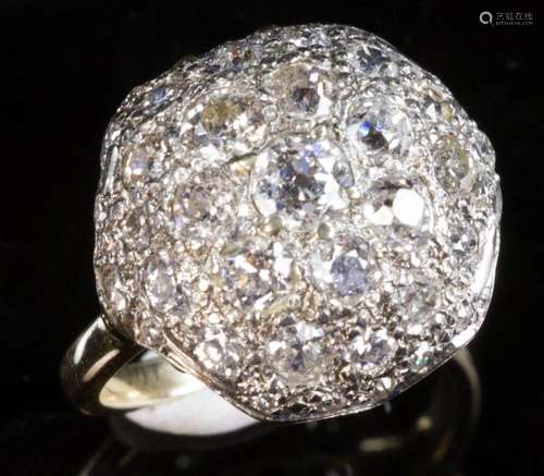 Ladies 14k Yellow Gold Diamond Cluster Ring