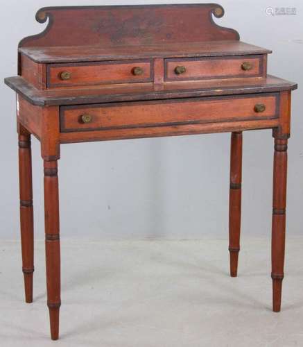 Early 18th C. Original Red Painted Federal Table