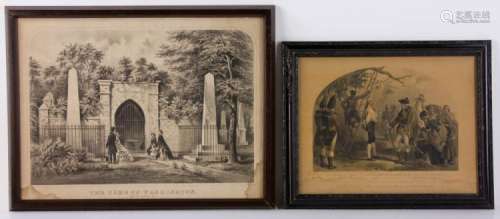 (2) Prints, Tomb of Washington, Nathan Hale