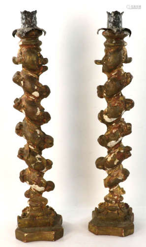 Pair of 18th/19th Century- Style Peruvian Candlesticks