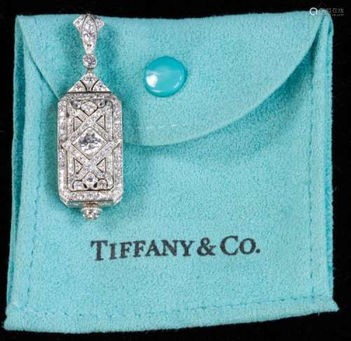 Tiffany Deco Platiinum Diamond Pendant Watch