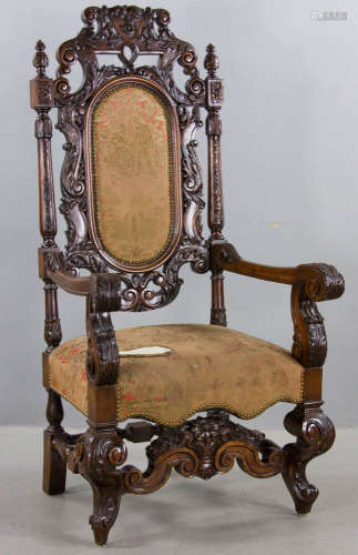 19th C. Italian Carved Throne Chair