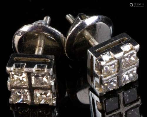 Pair of 18k White Gold Diamond Earrings