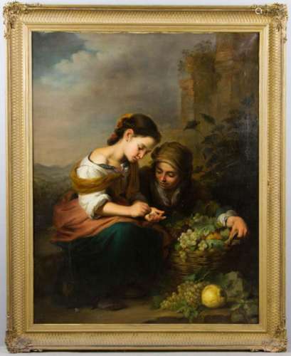 J. Rathbone Signed, "The Little Fruit Sellers", Oil on Canvas
