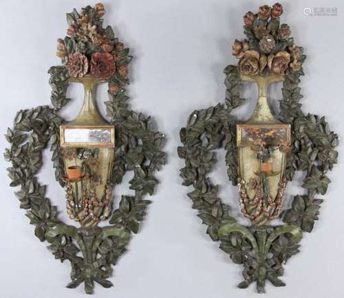 19th C. Italian Floral Wall Sconces