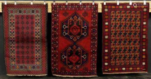 Lot of 3 Handwoven Tribal Carpets