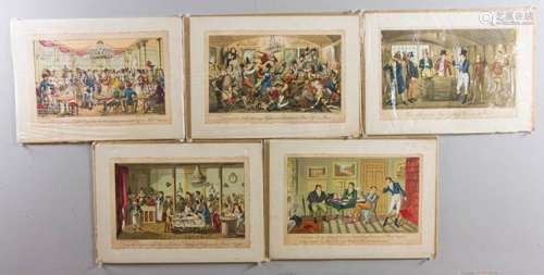 (5) Early 19th C. English Cruikshank Prints