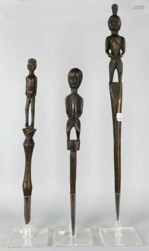 Three Carved African Divining Rods