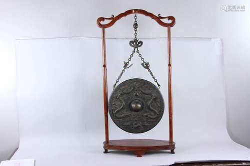 18th C. Chinese Bronze Gong, Dragon Design