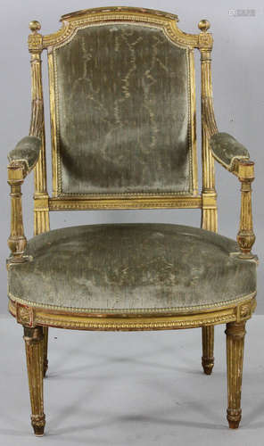 19th C. Louis XVI Giltwood Chair