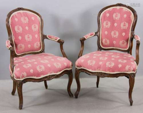 Pair of 19th C. French Louis XV Fauteuils