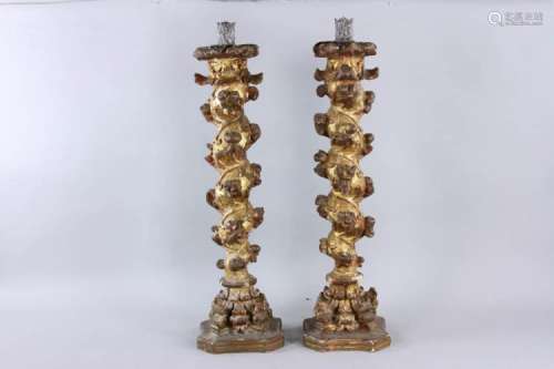 Pair 18th/19th Century-Style Peruvian Candlesticks