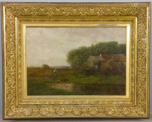 Charles Edwin Lewis, Salt Marsh Farm, Oil on Canvas