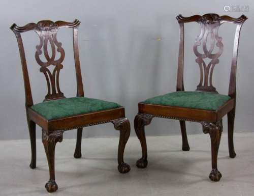 Pair of 19thC. Irish Chippendale Chairs