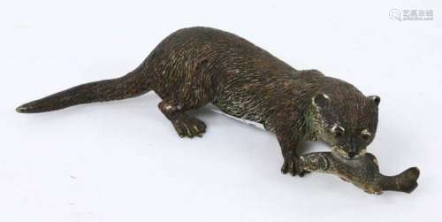 Vienna Bronze Otter w/ Fish Figure
