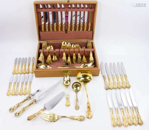 Reed & Barton Sterling Francis I Gilt Flatware Service for (12)