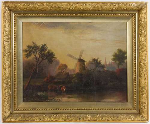 19th C. Dutch School, Country Cottage, Oil on Canvas