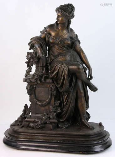 19th C. Classical Bronzed Metal Woman