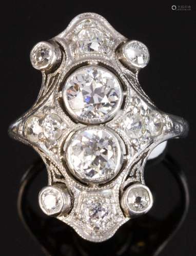 Ladies Victorian Platinum Diamond Cluster Ring