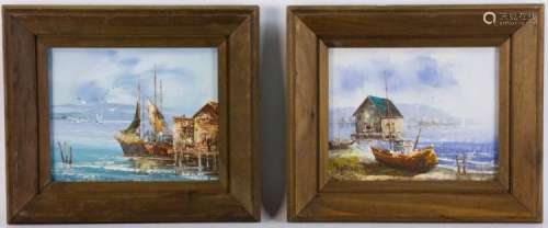 Walter Hartson, (2) Oils on Masonite, Boats