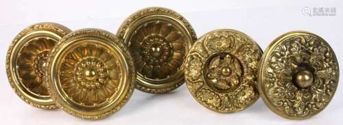 Four 19th C. American Brass Tie Backs