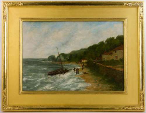 Harry Aiken Vincent, Boat on Beach, Oil on Canvas