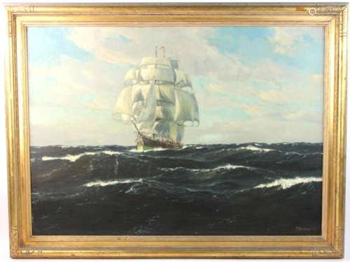 Paul Dunbar, Sailing Ship, Oil on Canvas Board