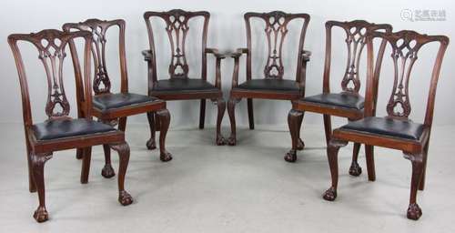 Set of (6) 19th C. American Chippendale Dining Chairs