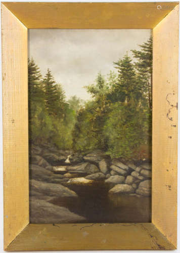 19th C. American Landscape, Oil on Board