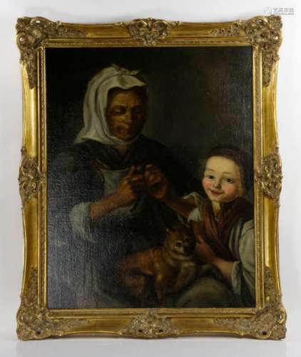 18th C. Italian School, Mother and Child, Oil on Canvas