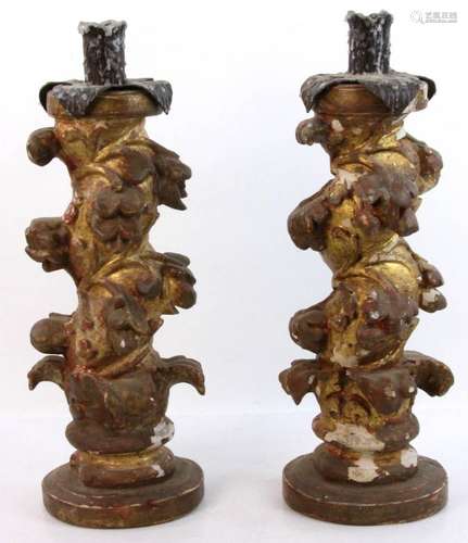 Pair 18th/19th Century-Style Peruvian Candlesticks