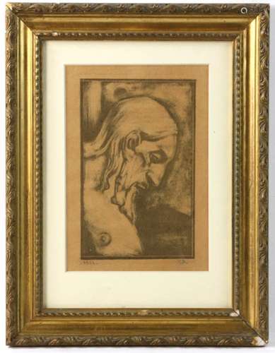 George Roualt, Portrait of Christ, Woodblock Print