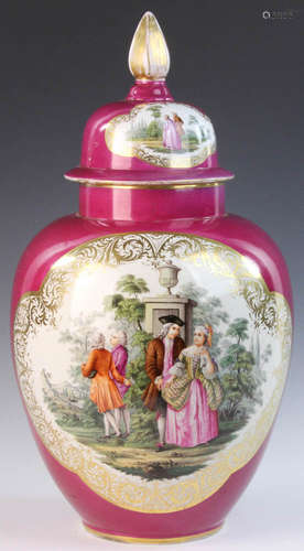 Early 19th C. German Porcelain Jar Agusta Rex Mark