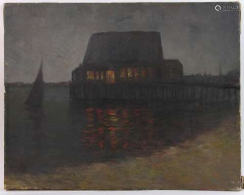 Daniel Kotz Night River View Oil on Canvas