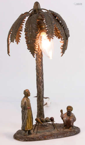 Old Orientalist Lamp w/ Arab Figures