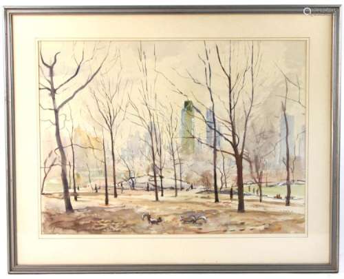 Ernst Huber Washington Square NYC Watercolor