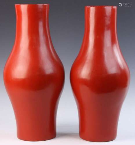 Red Lacquered Vases