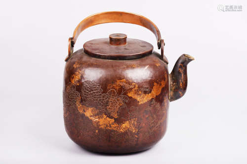 CARVED BRONZE TEAPOT