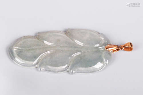 JADEITE CARVED LEAF PENDANT