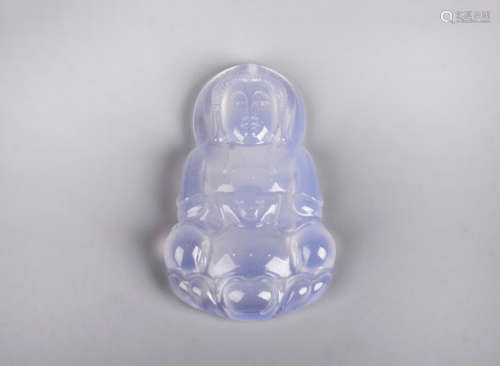 CHALCEDONY CARVED GUANYIN PENDANT