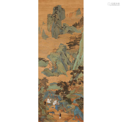 QIU YING: INK AND COLOR ON SILK PAINTING 'LANDSCAPE SCENERY'