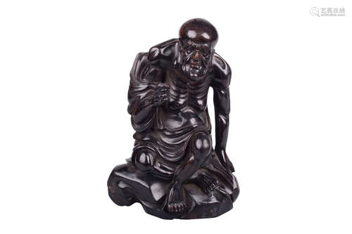 ZITAN WOOD CARVED LUOHAN FIGURE