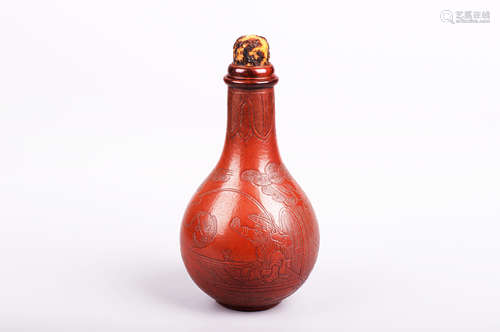 GOURD CARVED VASE WITH LID